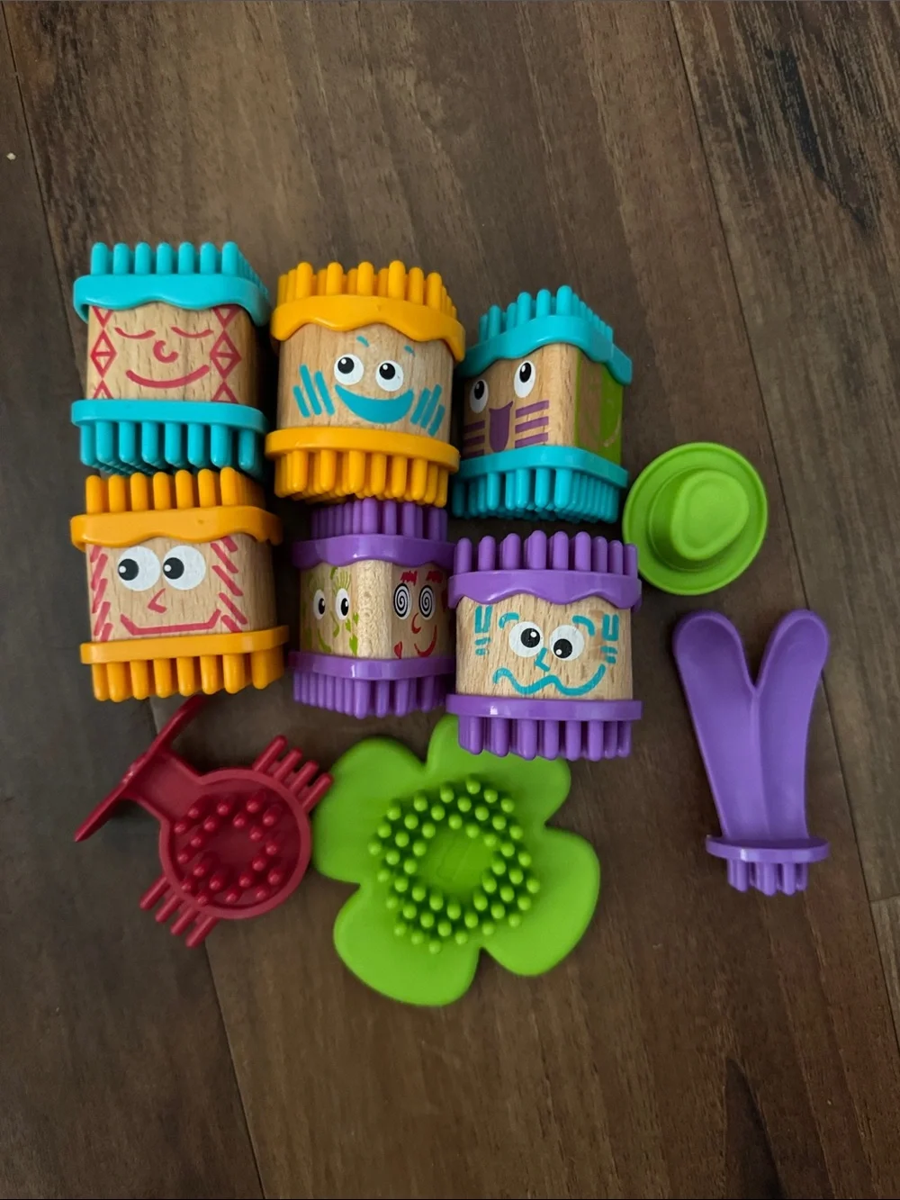 Colorful Stacking Wood & Plastic Texture Blocks - rare